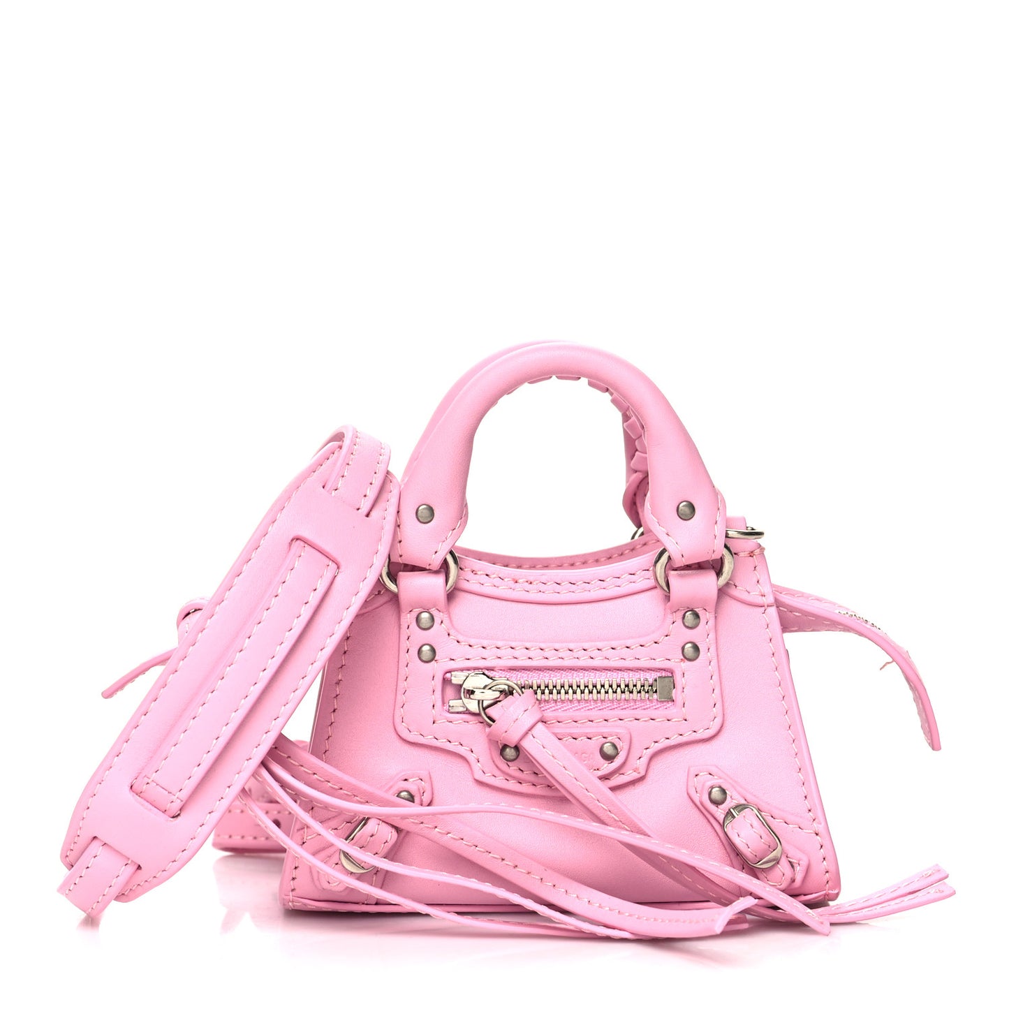 Smooth Calfskin Neo Classic Silver Hardware Super Nano City Crossbody Candy Pink