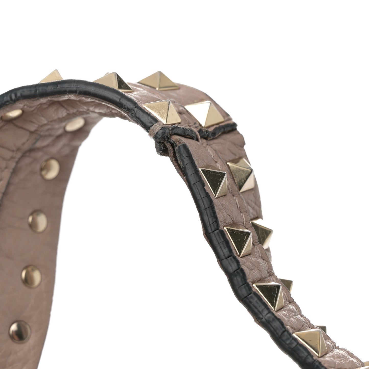 Pebbled Calfskin Small Rockstud Flip Lock Hobo Poudre
