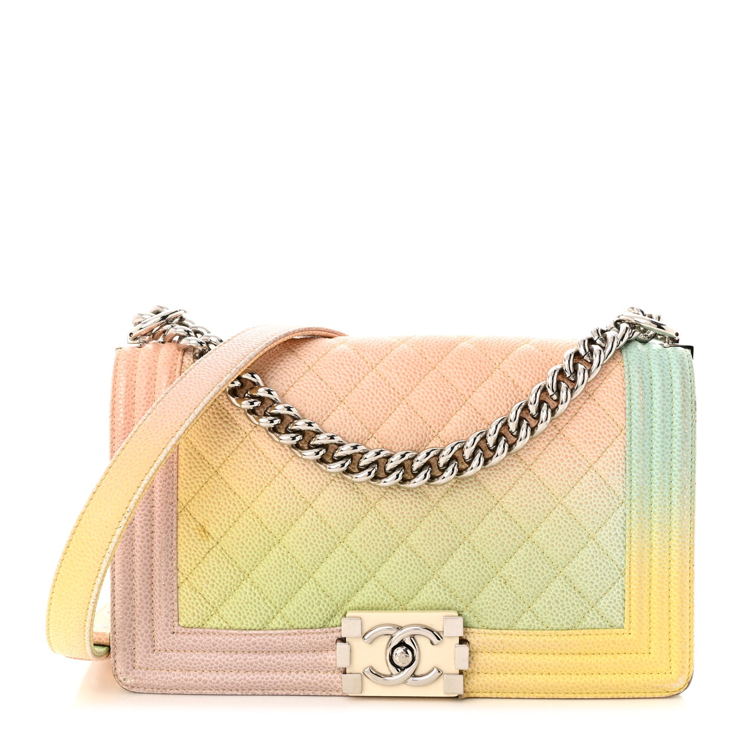 Caviar Quilted Medium Cuba Rainbow Boy Flap Multicolor