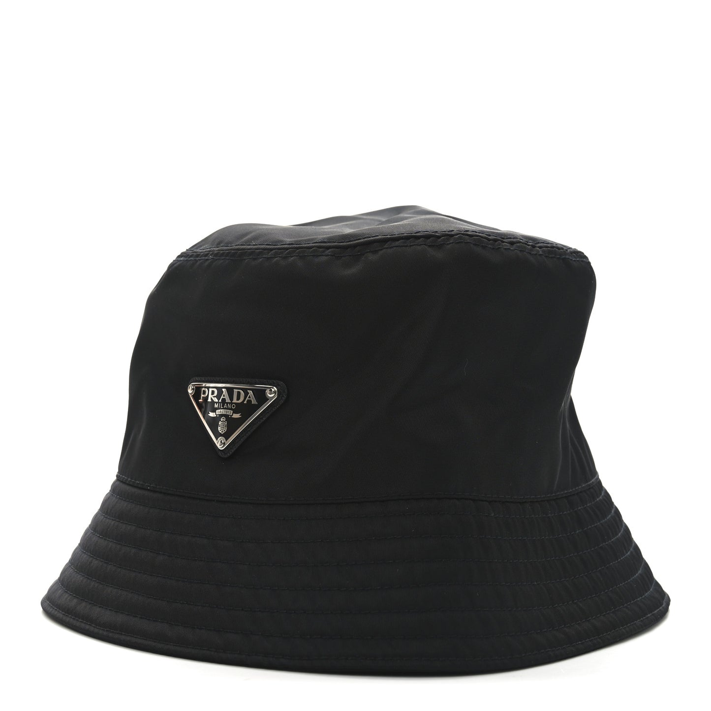 Re-Nylon Metal Triangle Logo Womens Bucket Hat XL Black