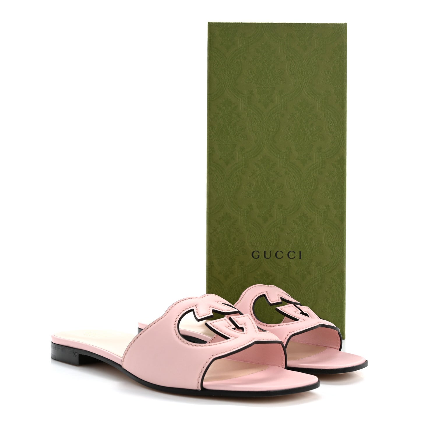 Cosmos Softy Calfskin Interlocking G Cut Out Slide Sandals 40 Pastel Pink