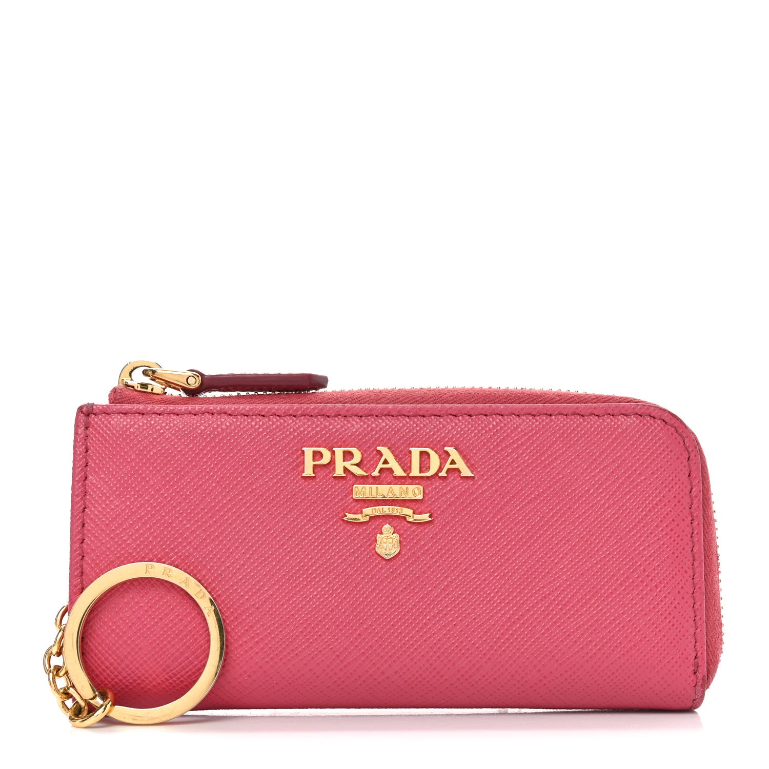 Prada Saffiano Metal Zip Around Key Holder Ibisco 1739307
