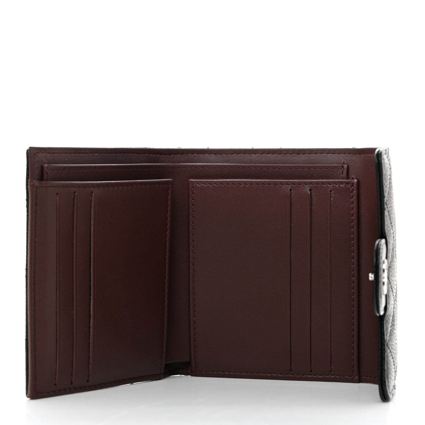 Caviar Quilted Compact Flap Wallet Black