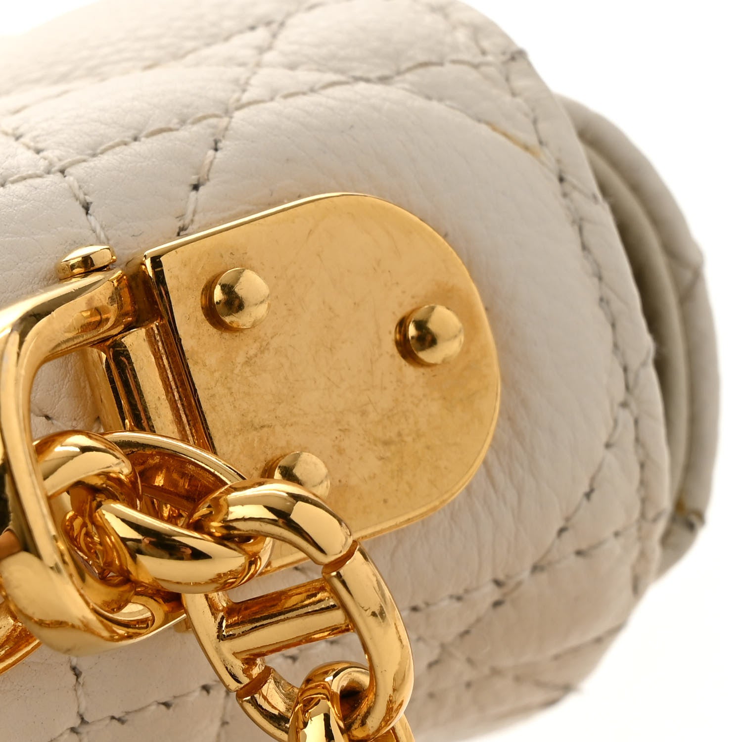 Christian Dior Calfskin Cannage Small Caro Bag Ivory 14 of 14