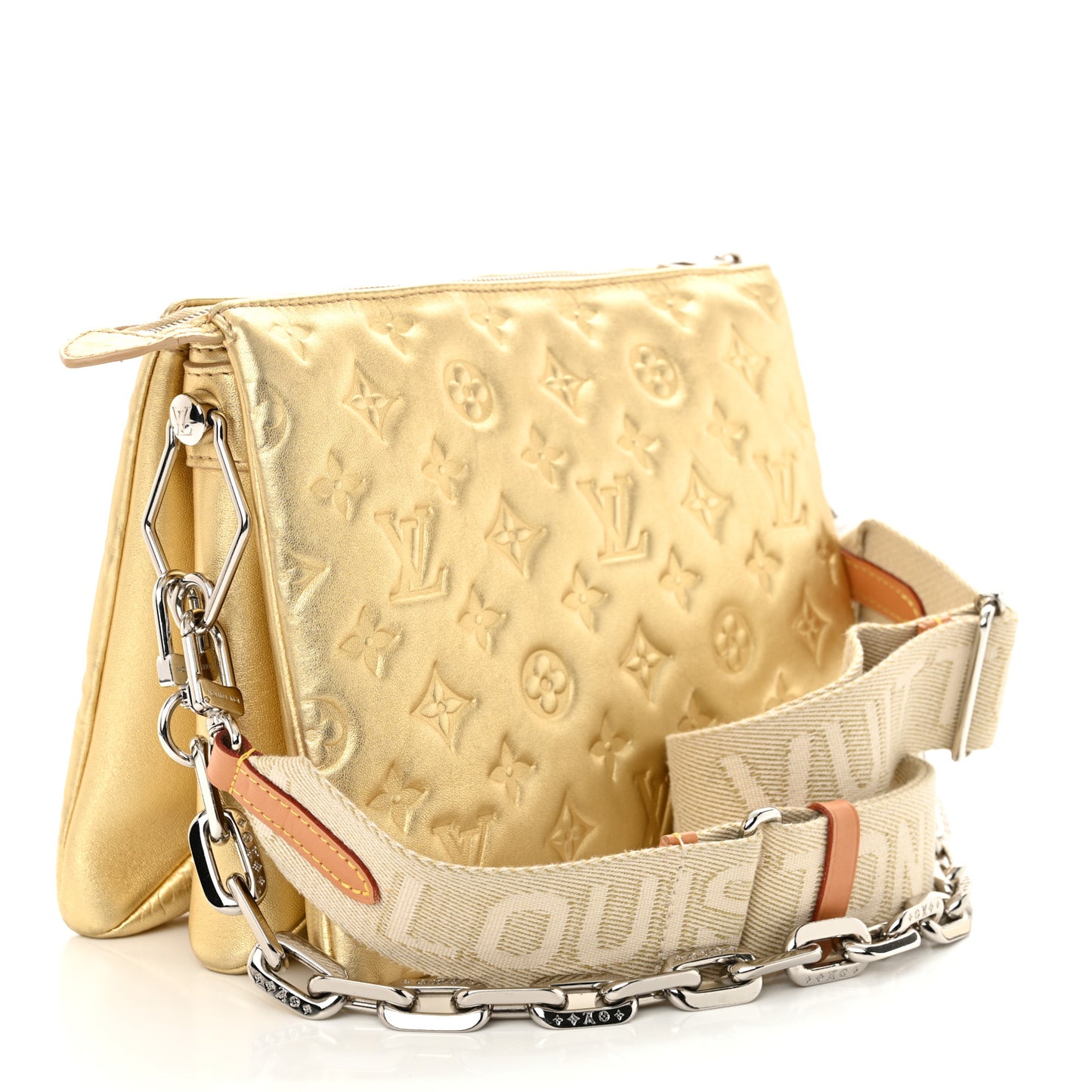 Lambskin Embossed Monogram Coussin PM Gold