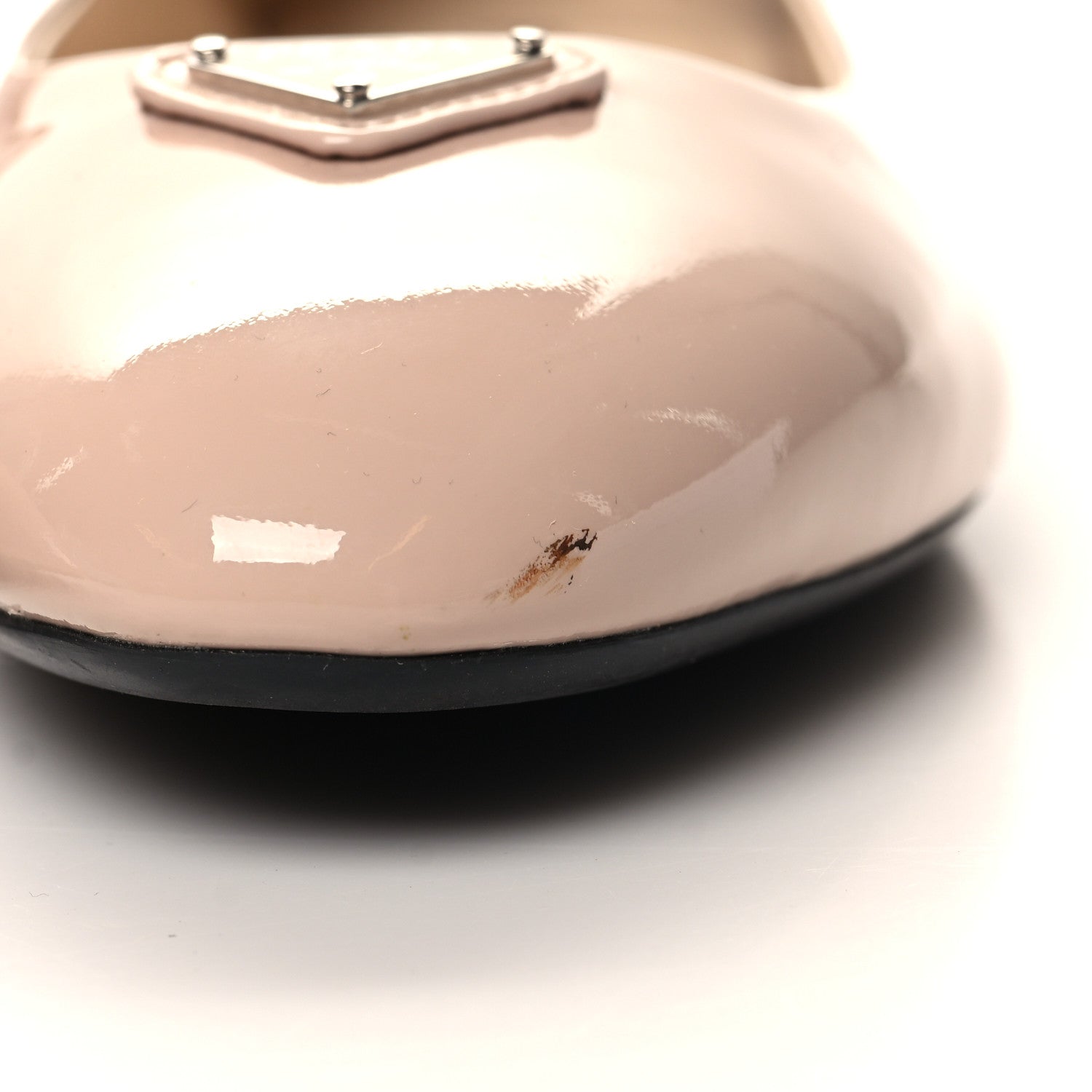 Prada Patent Triangle Ballerina Flats 39.5 Cipria 9 of 10