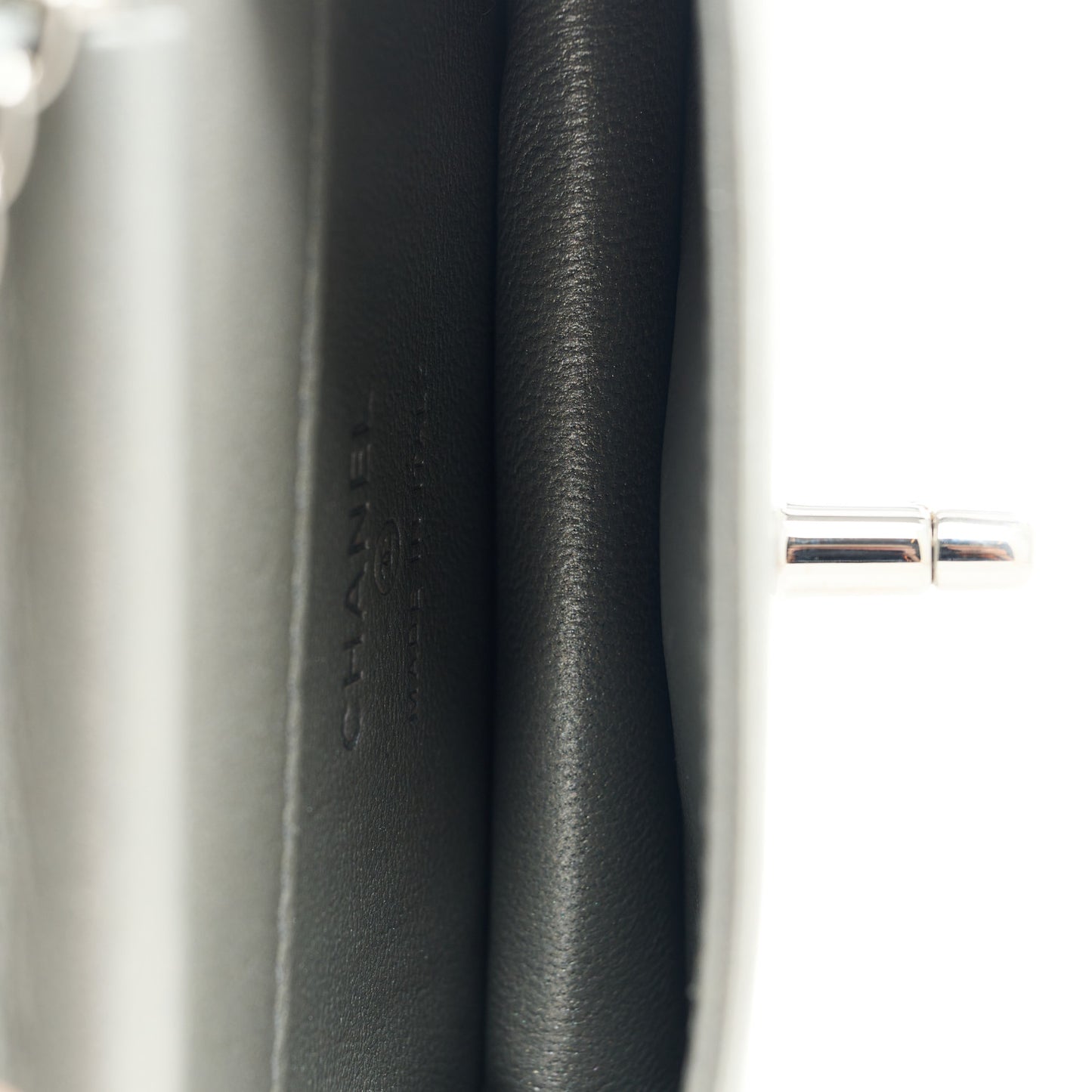 Metallic Lambskin Crystal Quilted Mini Chain Belt Bag Silver