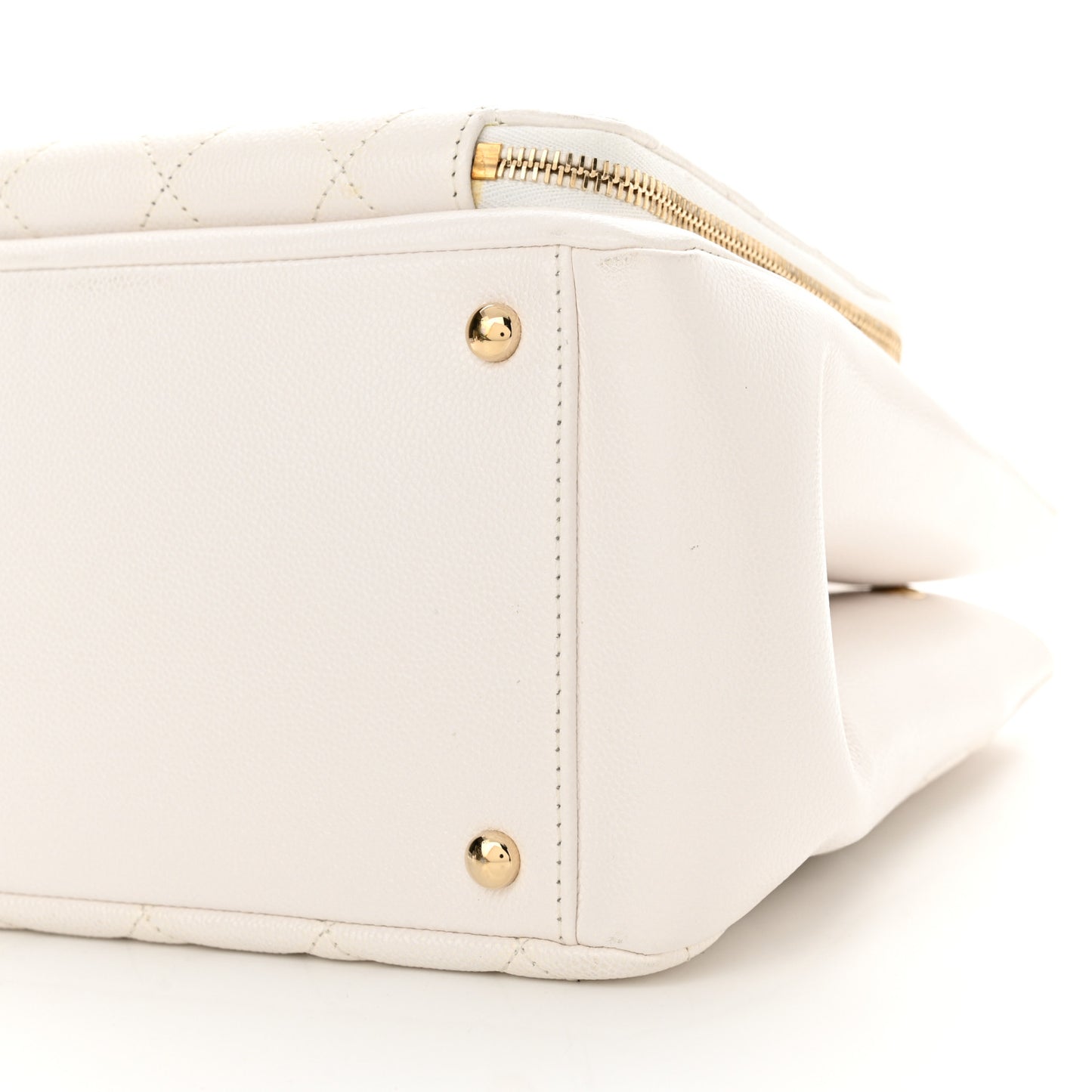 Caviar Quilted Small Business Affinity Shopping Bag White