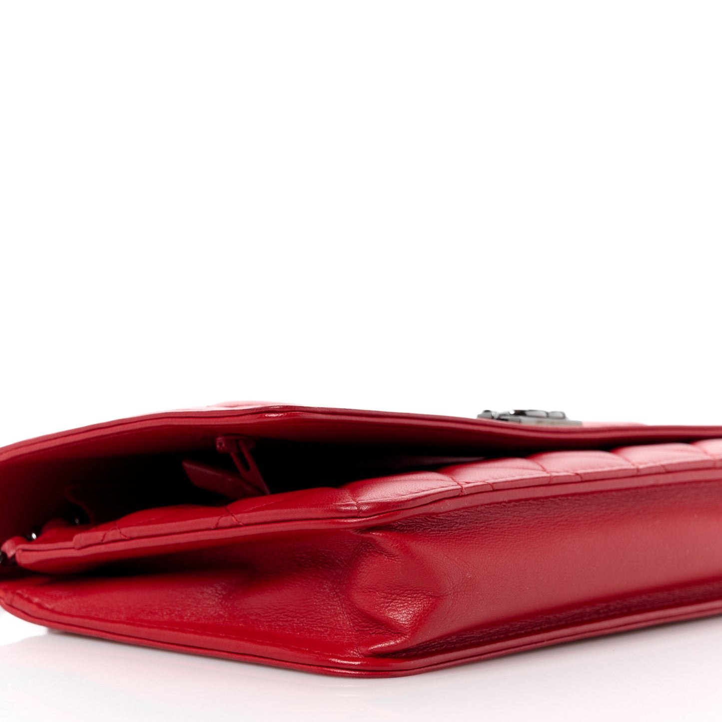 Lambskin Quilted Boy Wallet On Chain WOC Red