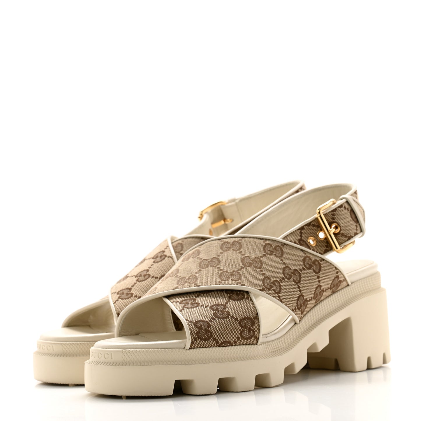 Monogram Granada Kid Trip 40/72mm Lug Sole Sandals 39.5 Beige Ebony Mystic White