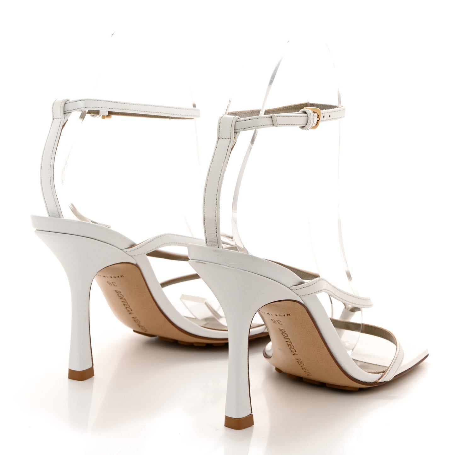 Lambskin Stretch Multi Strap 90mm Sandals 36 Optic White