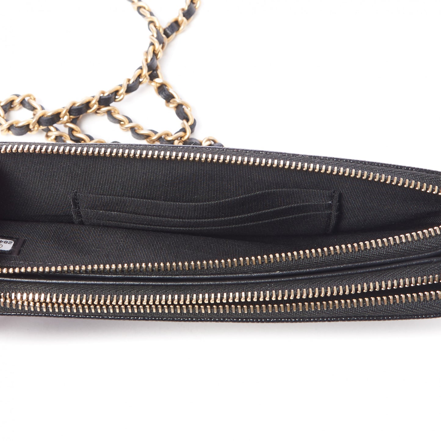 Caviar Studded Small Deauville Clutch With Chain Black