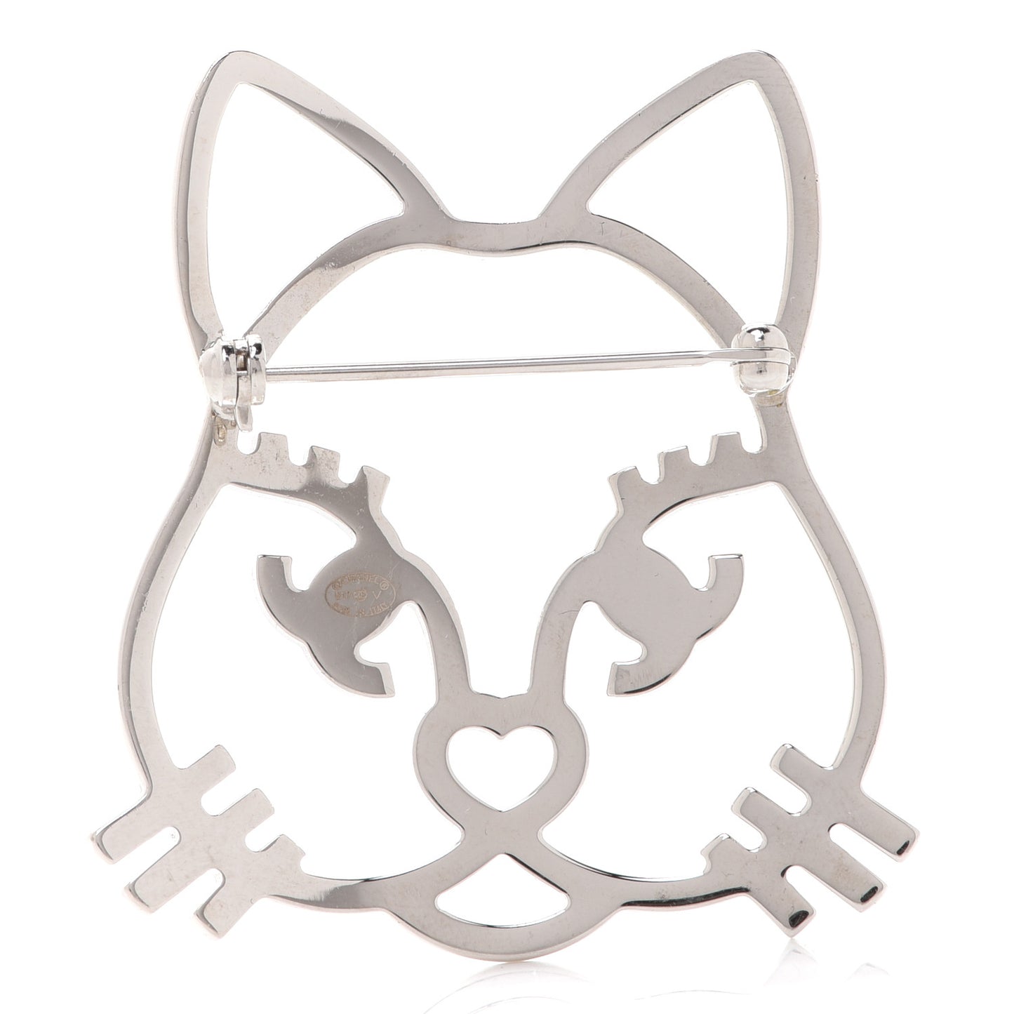 Strass Crystal Emoji Choupette Cat Brooch Silver
