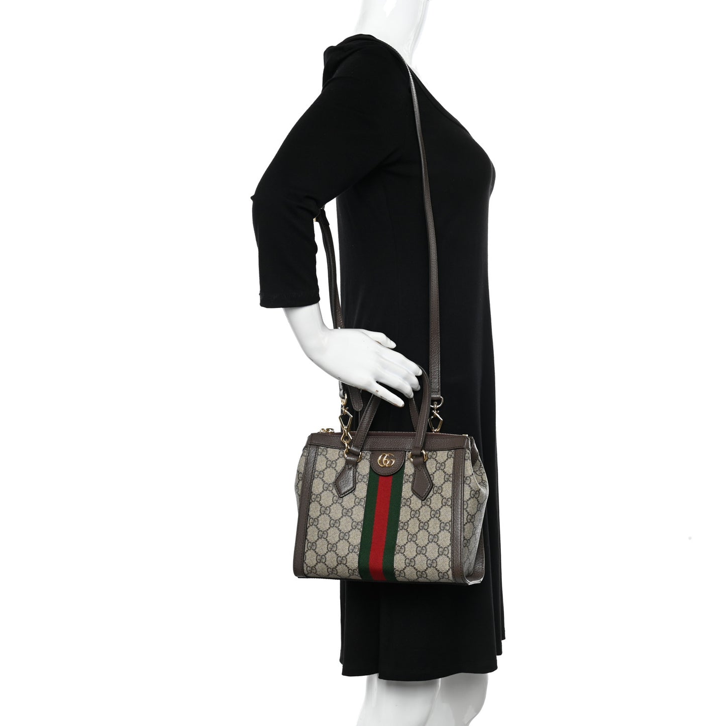 GG Supreme Monogram Small Ophidia Tote Bag Brown