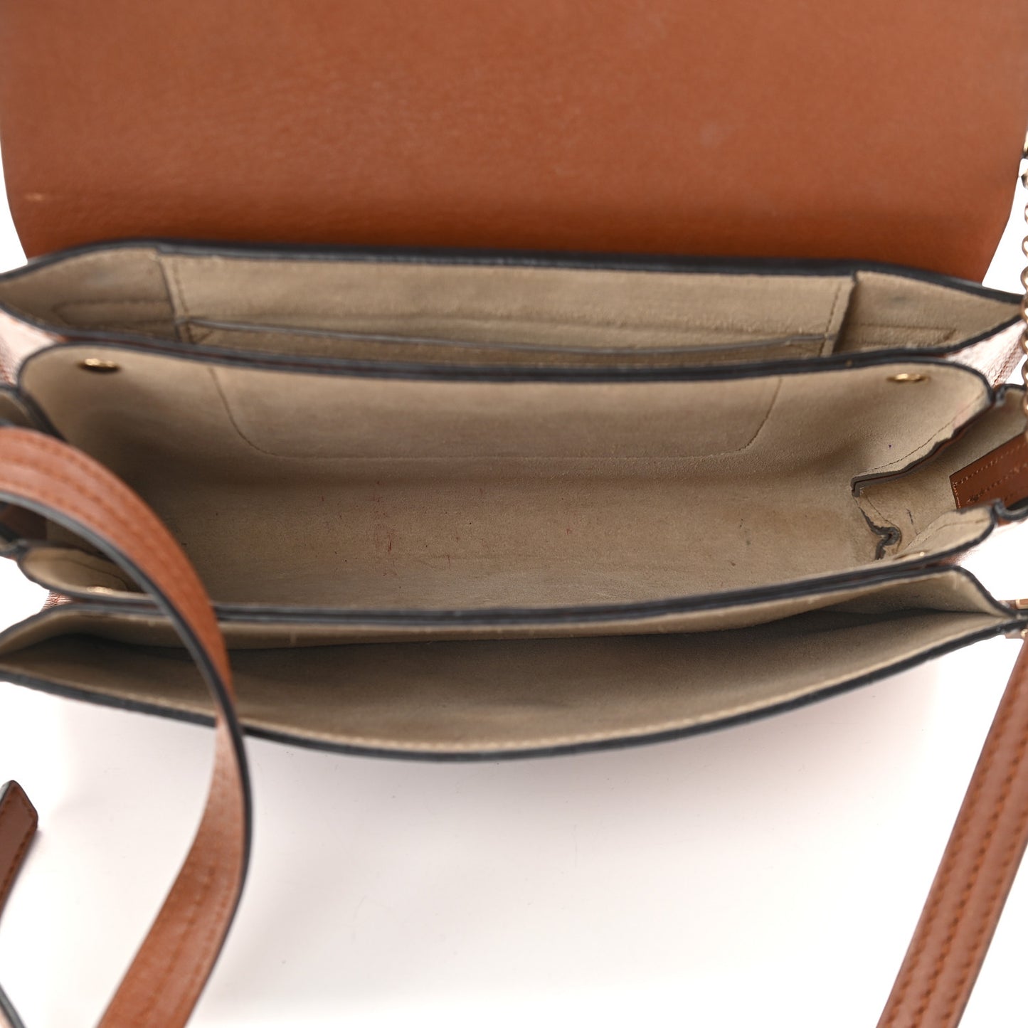 Suede Calfskin Small Faye Shoulder Bag Tobacco