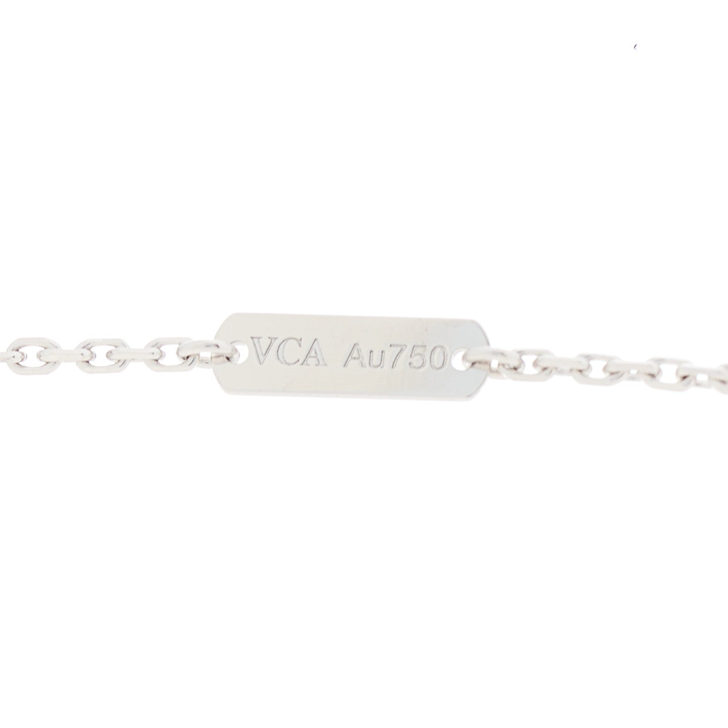 18K White Gold Diamond Guilloche Vintage Alhambra Pendant Necklace