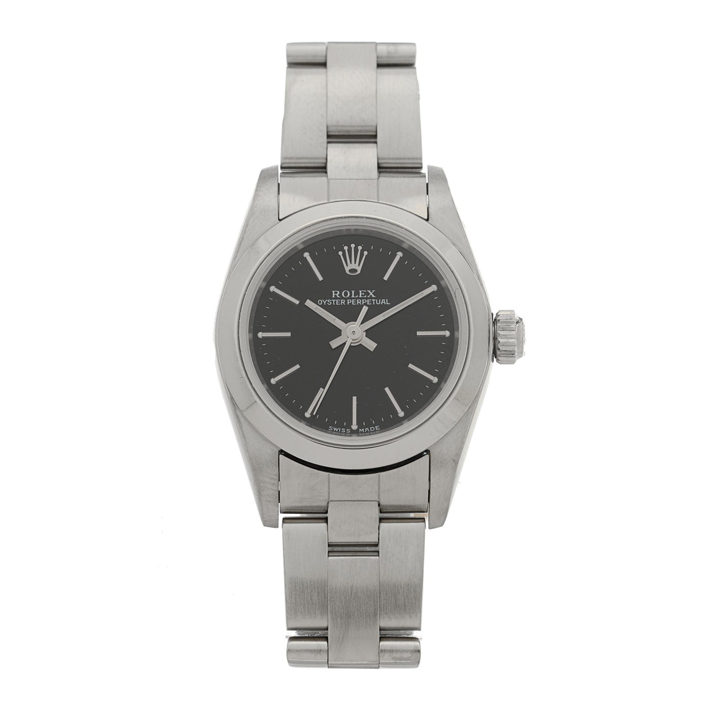 Stainless Steel 24mm Oyster Perpetual Watch Black 76080