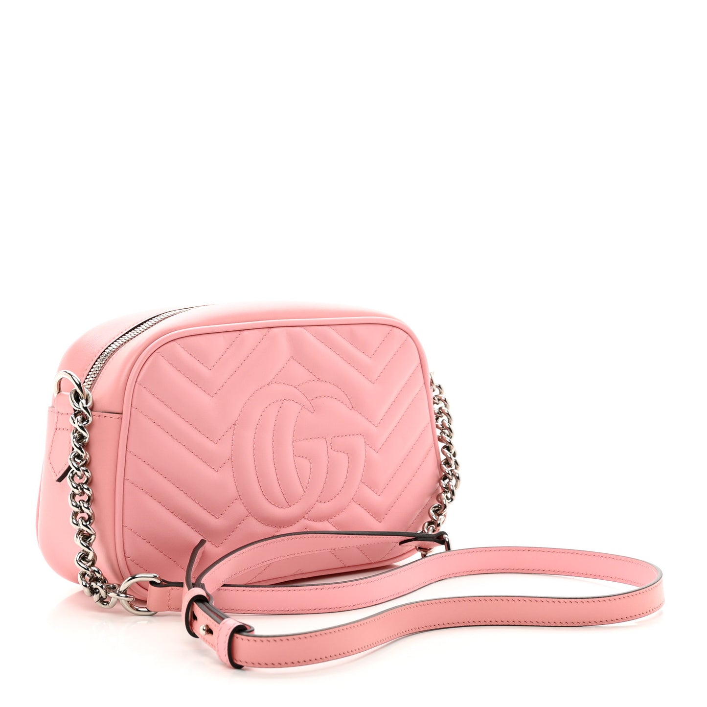 Calfskin Matelasse Small GG Marmont Chain Shoulder Bag Wild Rose