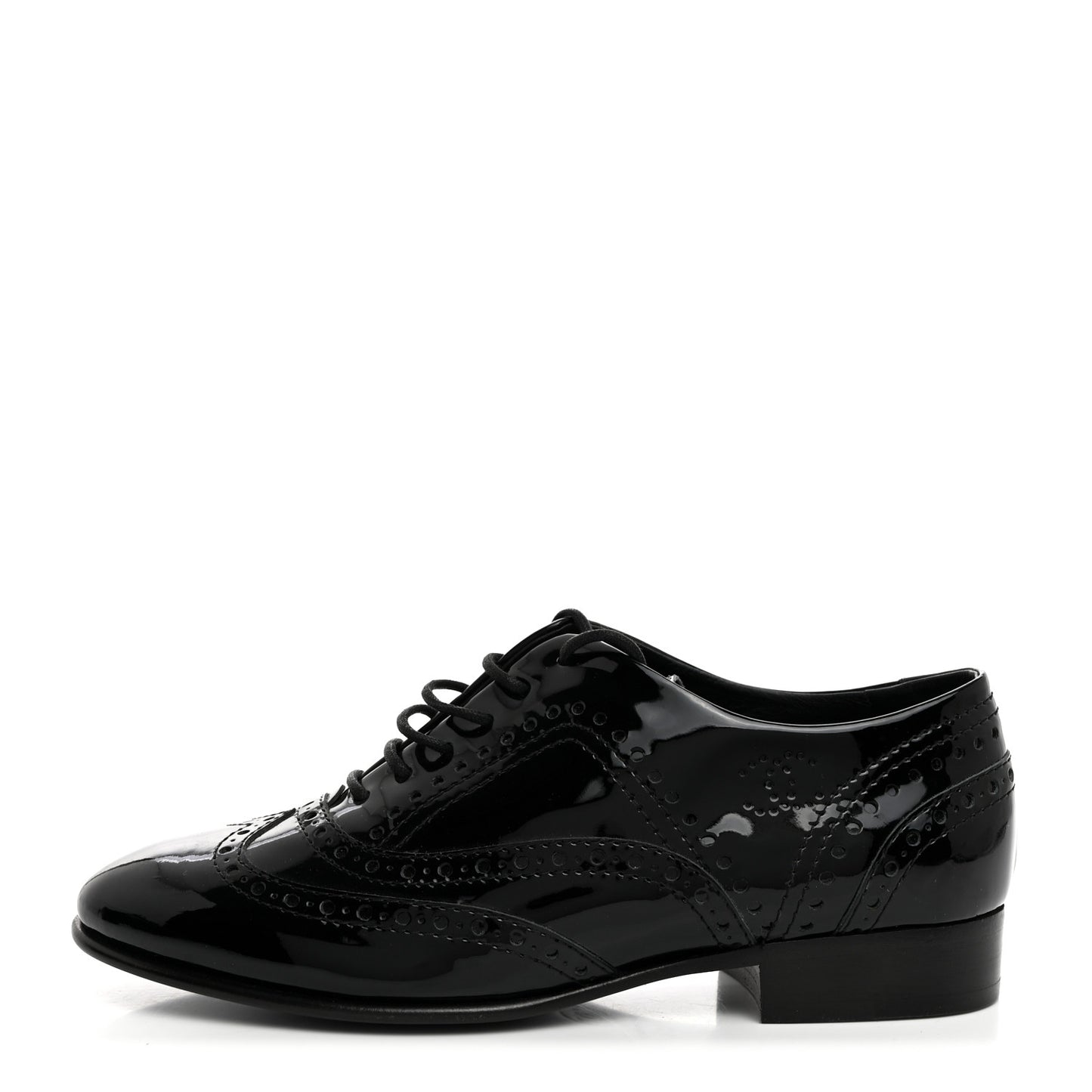Patent Calfskin Lace Up Oxfords 35.5 Black