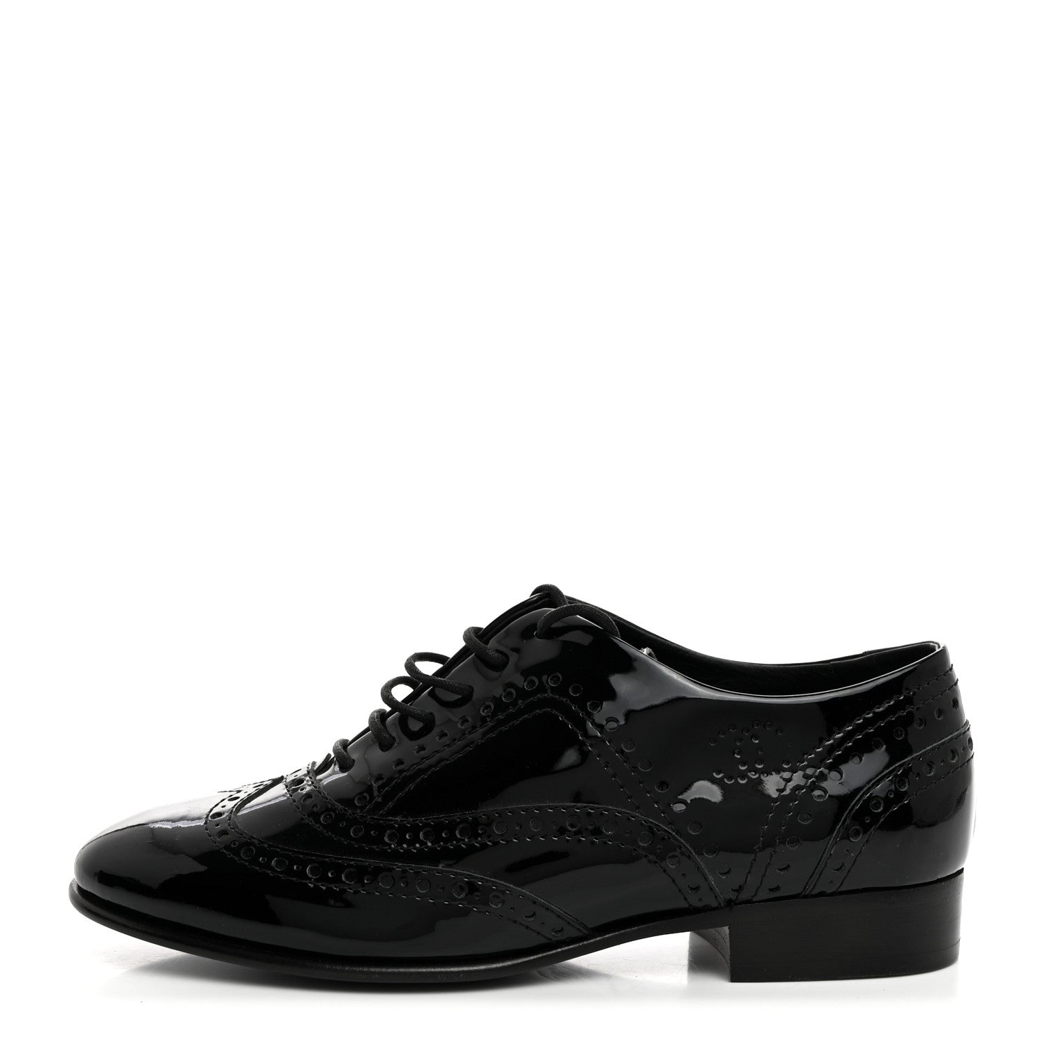 Chanel Patent Calfskin Lace Up Oxfords 35.5 Black 1 of 8