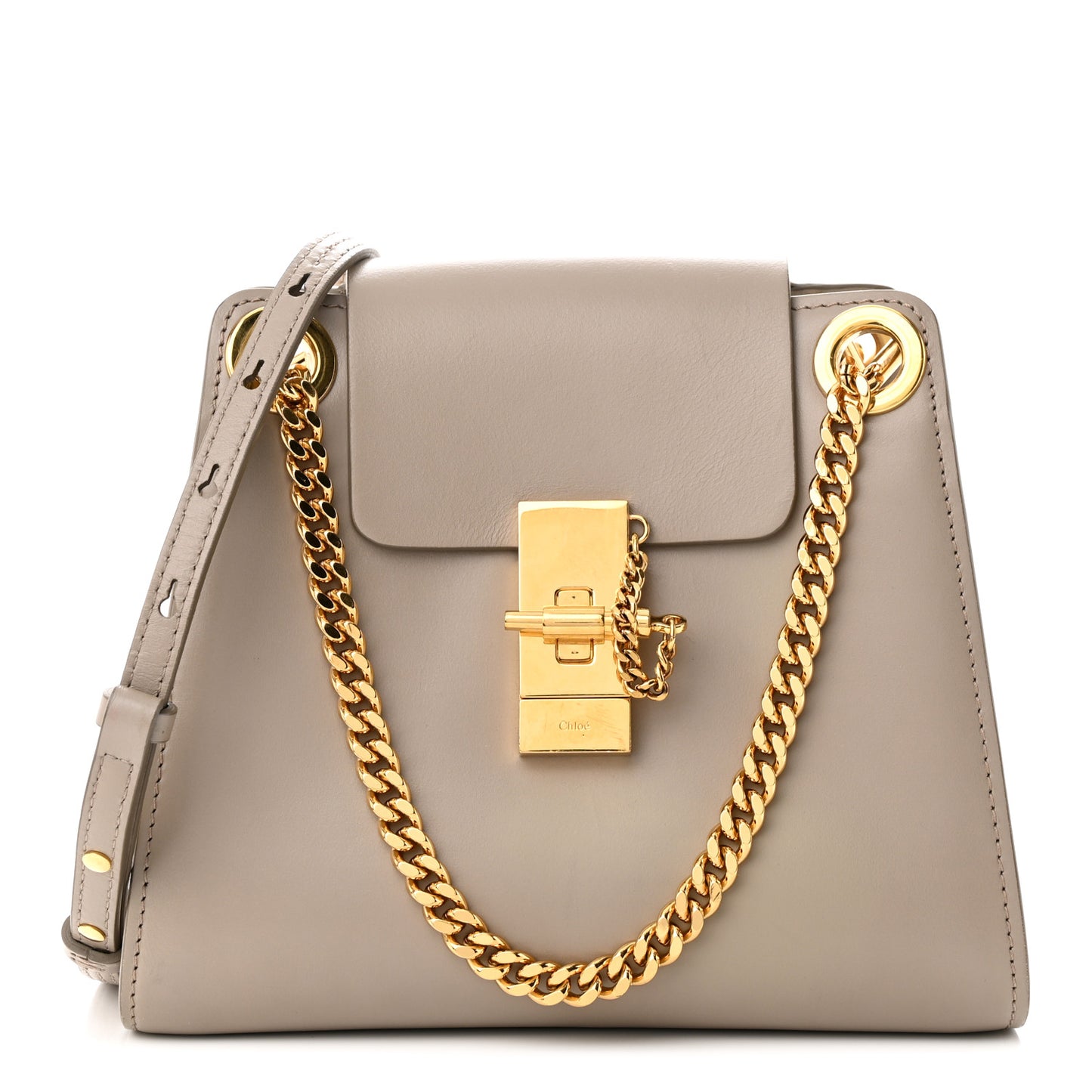 Shiny Calfskin Mini Annie Shoulder Bag Motty Grey