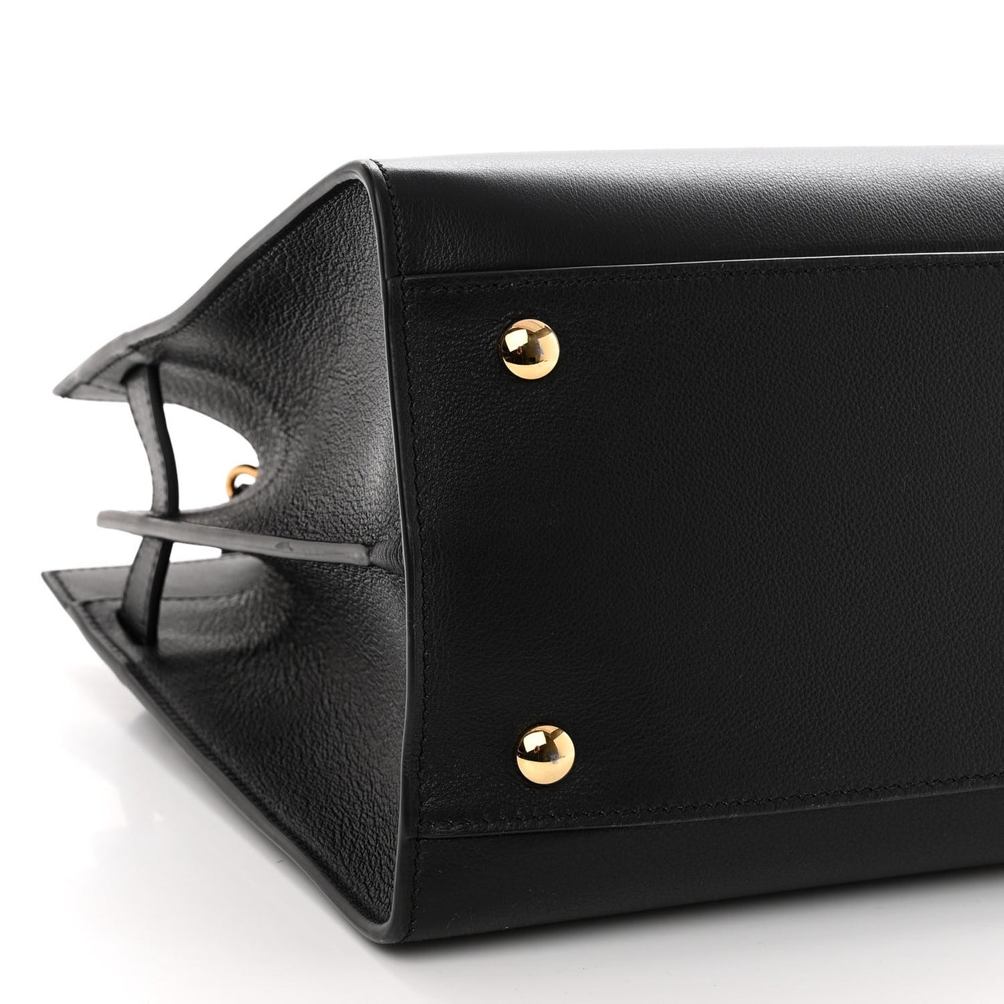 Grained Calfskin Large Virtus Top Handle Shoulder Bag Black