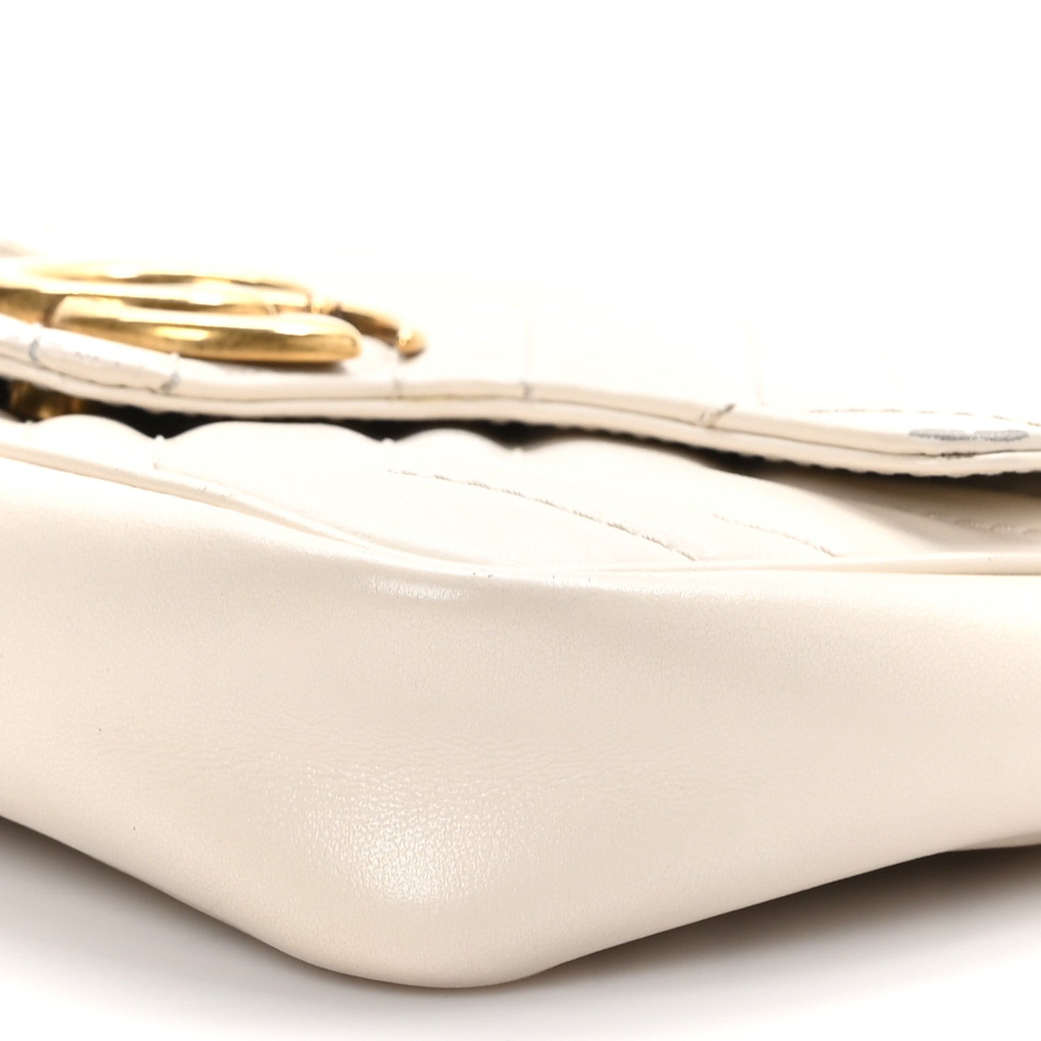 Gucci Calfskin Matelasse Super Mini GG Marmont Shoulder Bag White 9 of 12