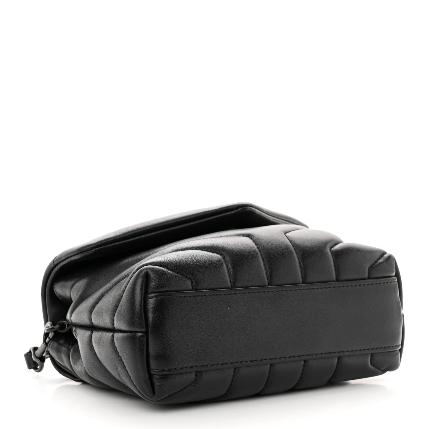 Calfskin Y Quilted Monogram Monochrome Toy Loulou Crossbody Bag Black
