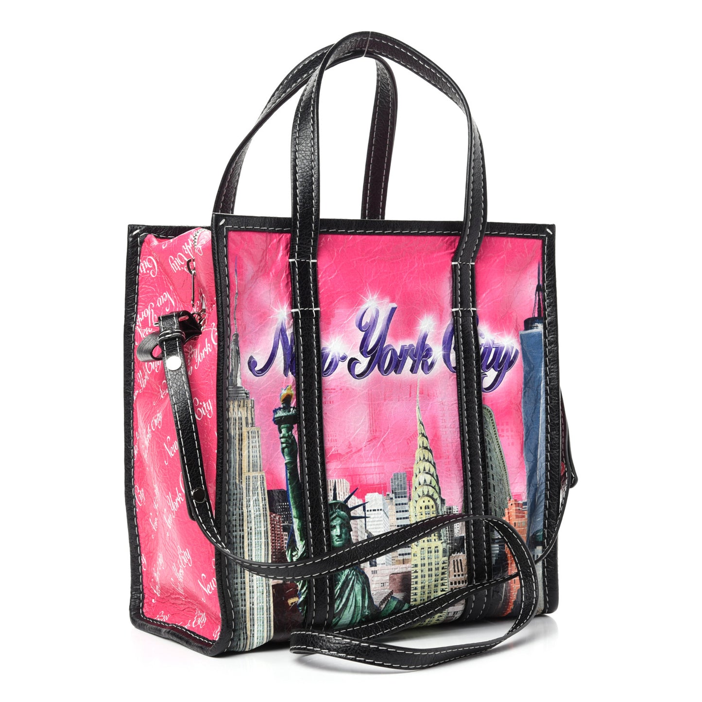 Agneau Arena NYC S Bazar Shopper Tote Rose Black Gris Rouge