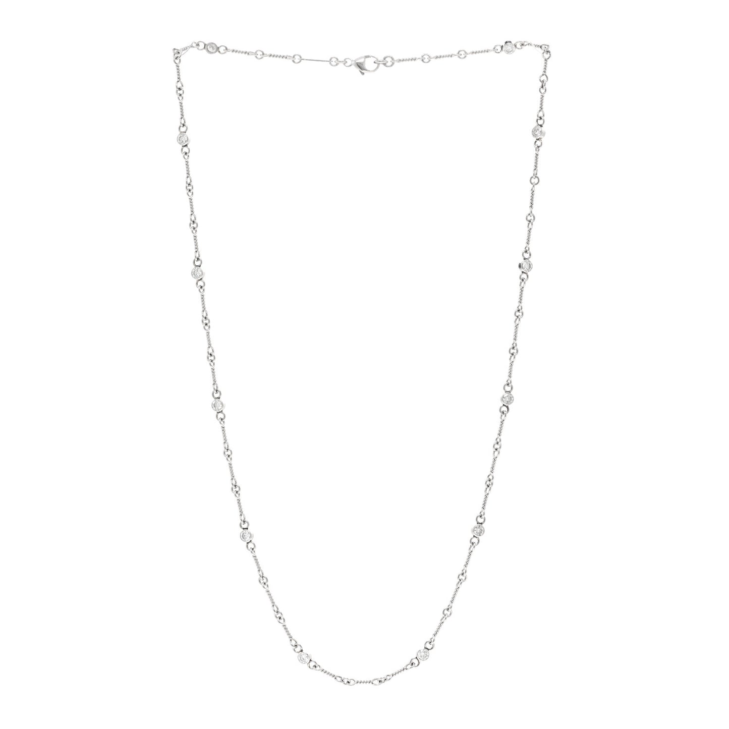 Platinum Diamond Dog Bone Chain Necklace