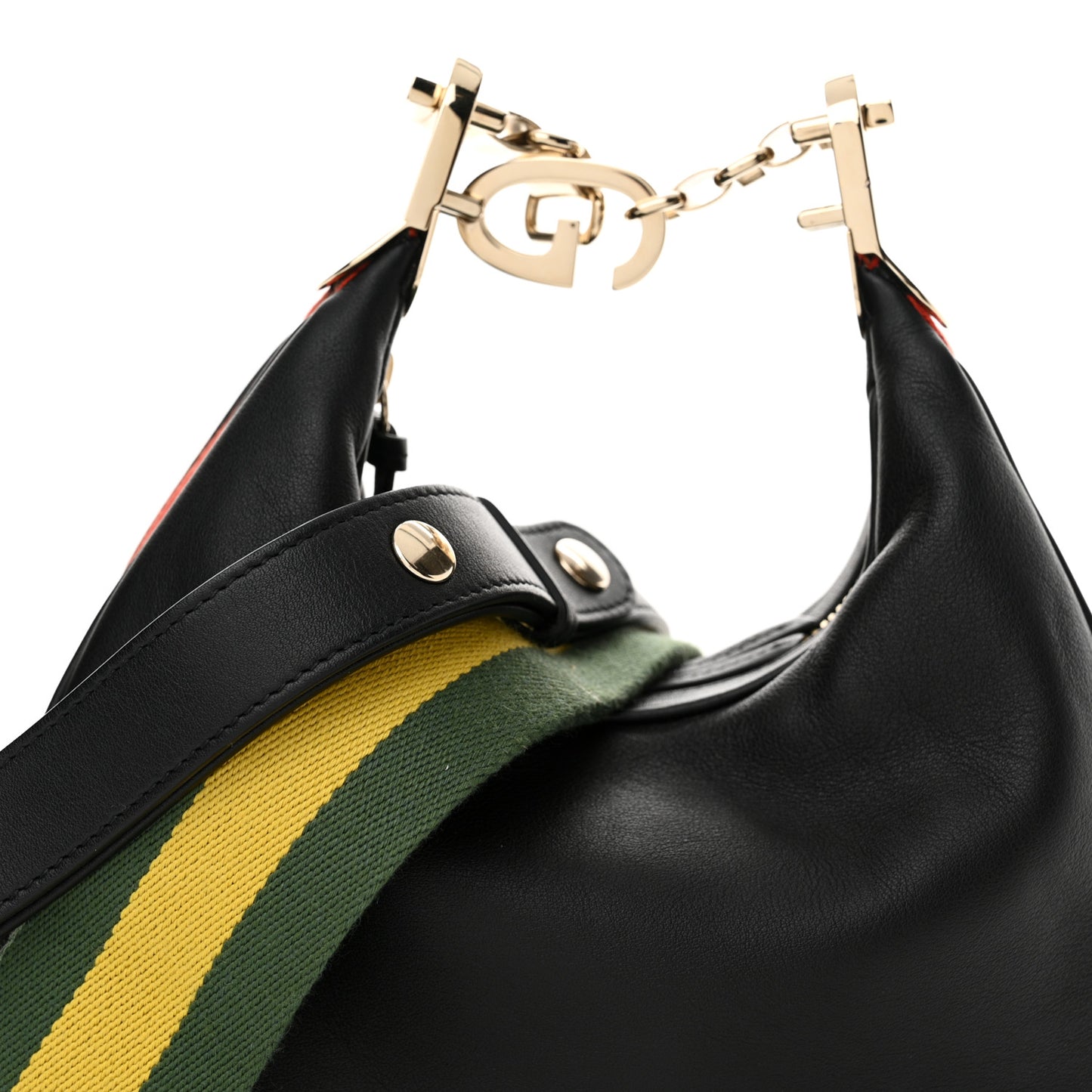 Aria Calfskin Web Small Attache Shoulder Bag Black