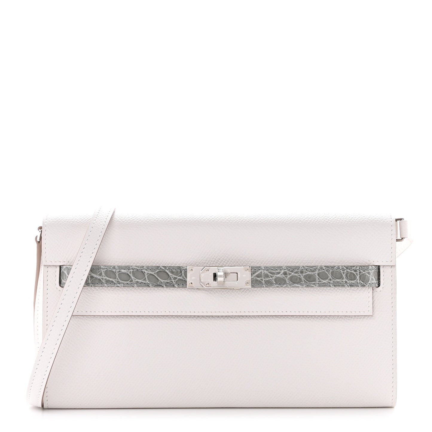 Epsom Shiny Alligator Touch Kelly Wallet To Go Gris Pale Gris Ciment