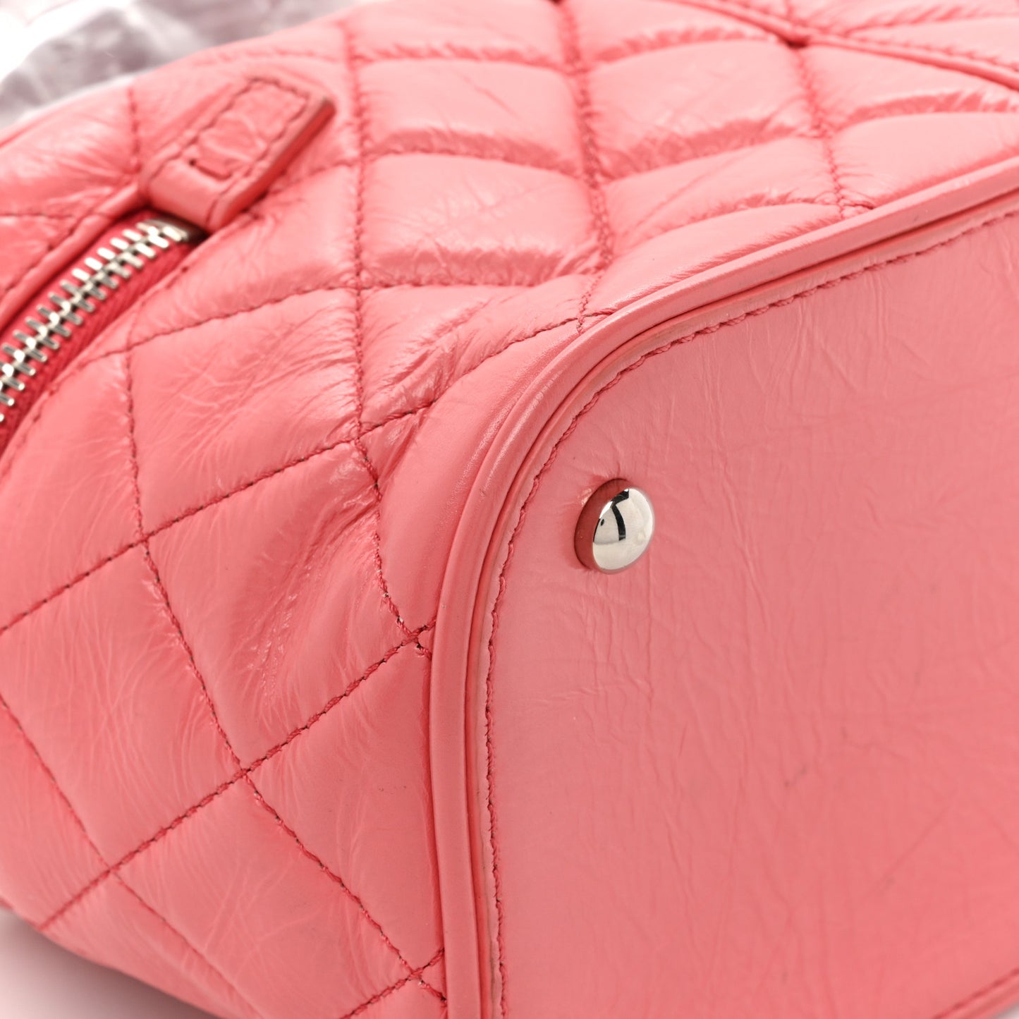 Crumpled Calfskin PVC Quilted Flap Pink