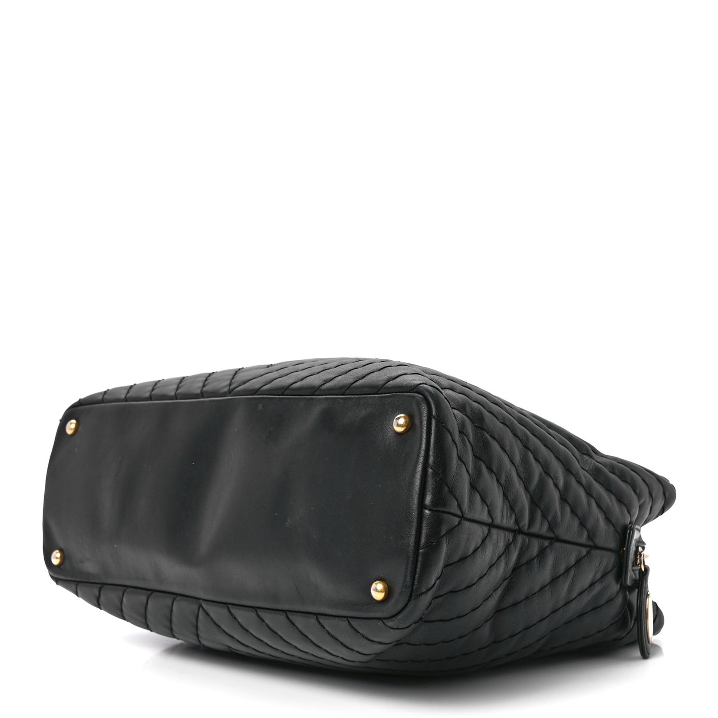 Calfskin Chevron Quilted Surpique Tote Black