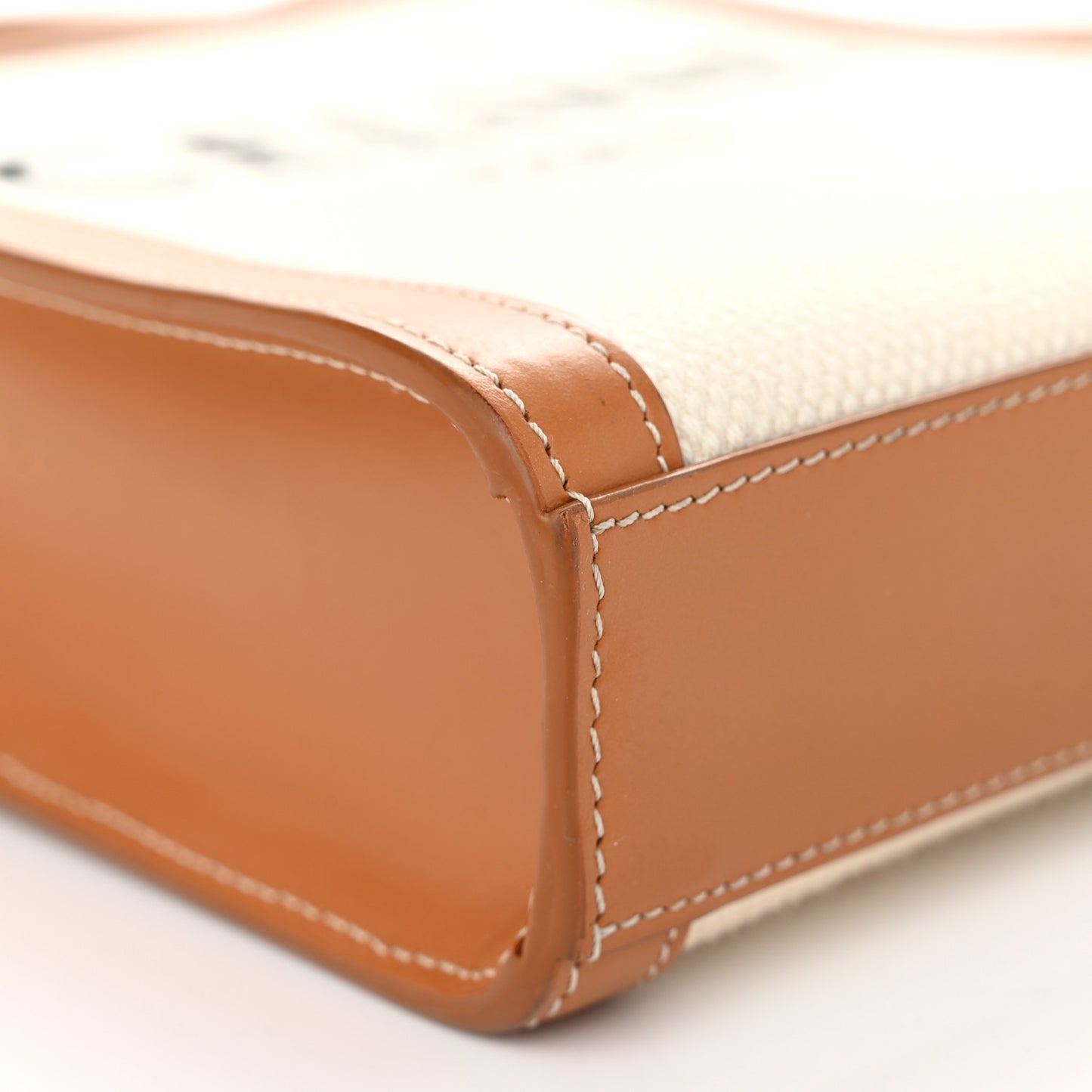 Canvas Calfskin Mini Vertical Cabas Natural Tan