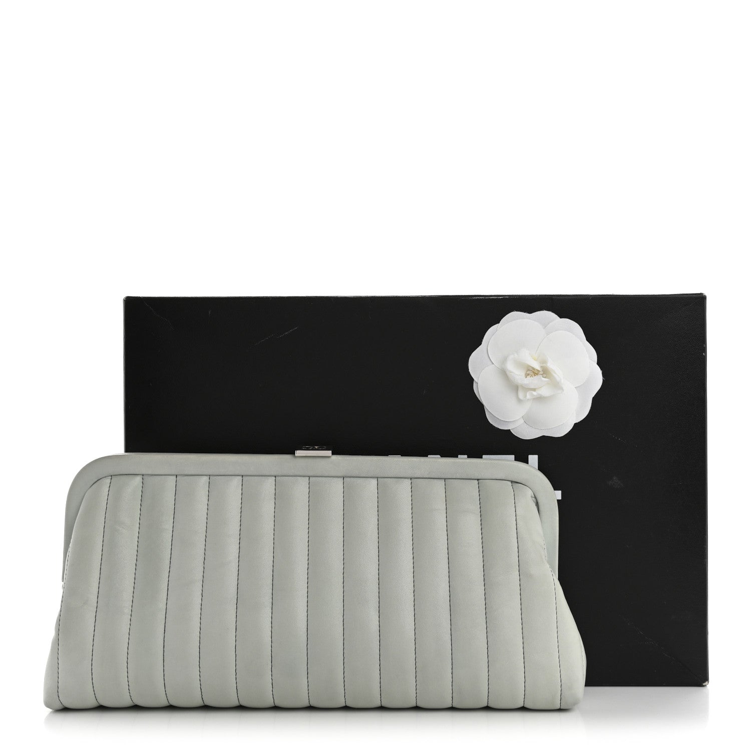 Chanel Lambskin Vertical Quilted Mademoiselle Clutch Light Green 12 of 12