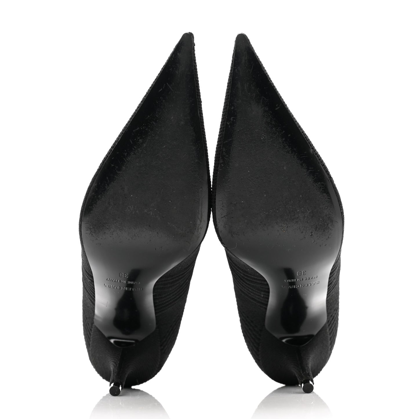 Textured Recycled Knit Logo Extreme Pointed Toe Knife 2.0 Booties 38 Black