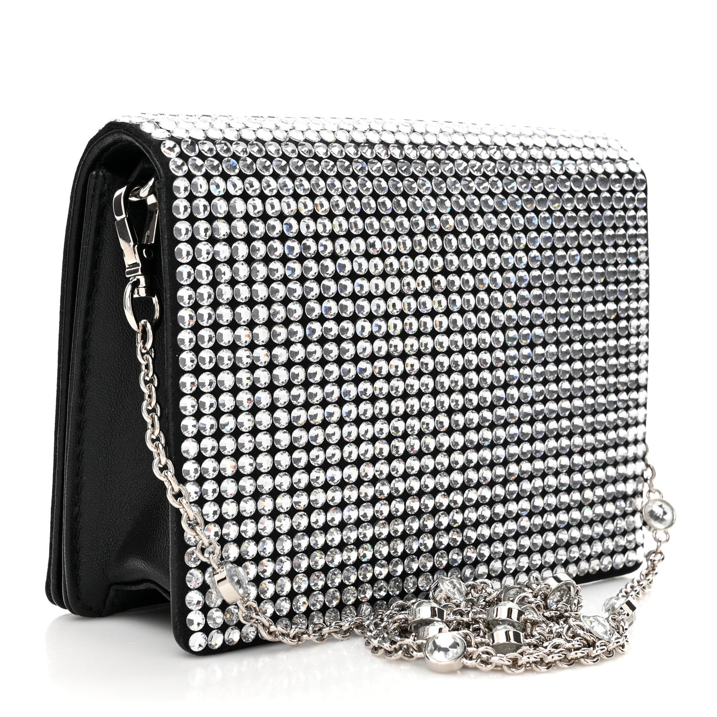 Nappa Crystal Starlight Mini Clutch Bag Black