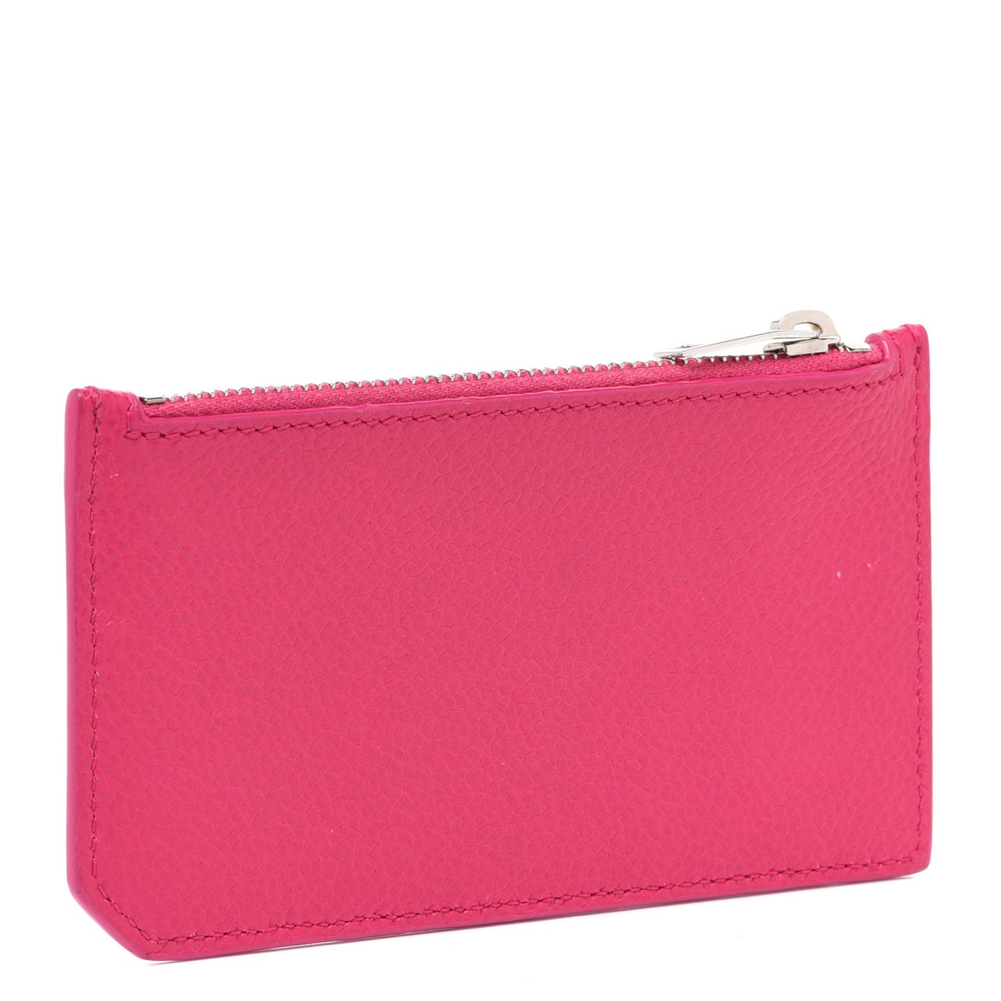 Grained Calfskin 5 Fragments Zip Pouch Card Holder Bubblegum