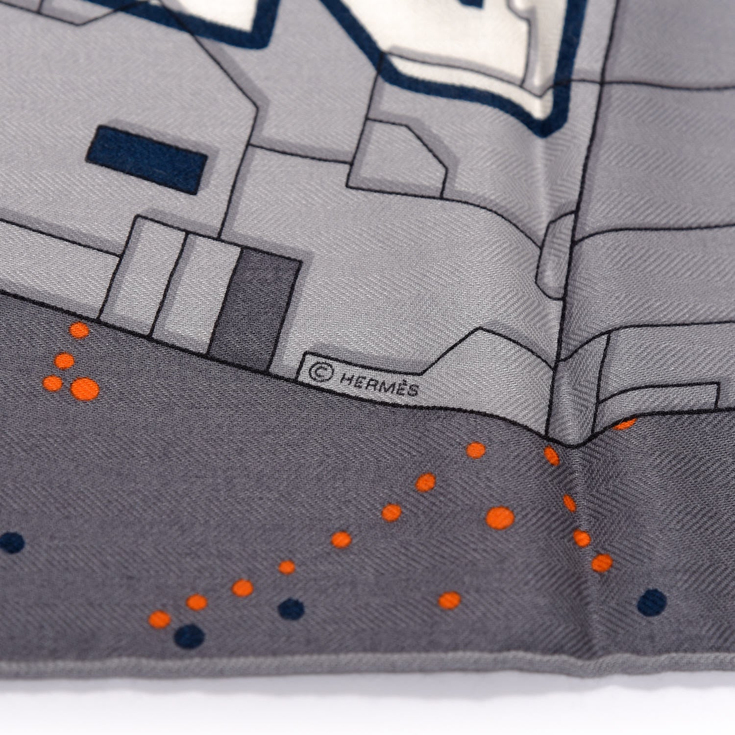 Hermes Silk Cashmere Odyssey Scarf 100 Black Anthracite Gris 3 of 5