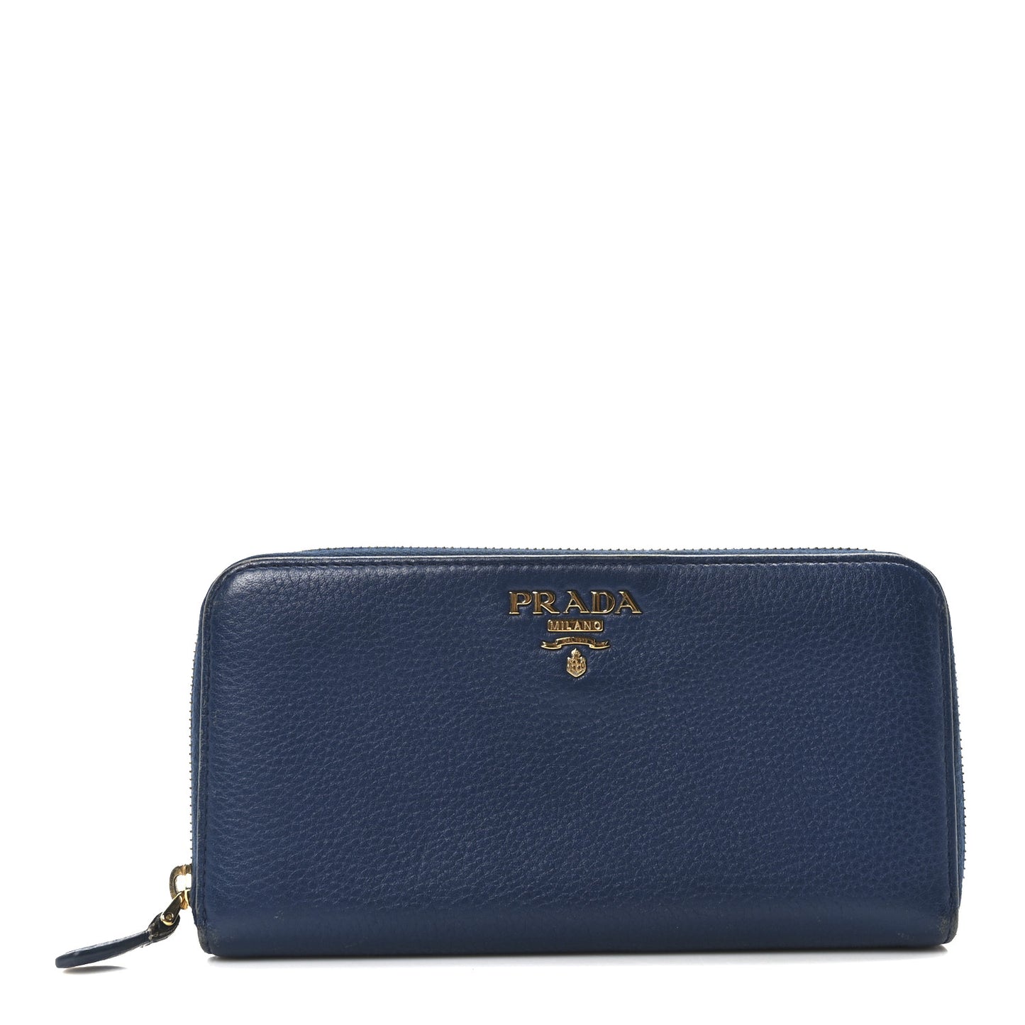 Vitello Daino Metal Zip Around Wallet Blue