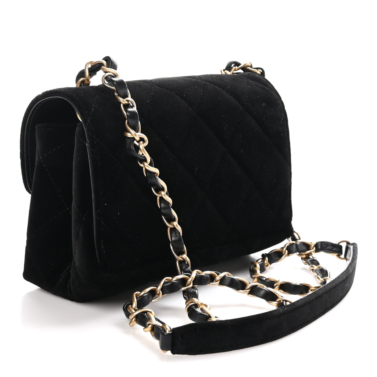 Chanel Velvet Strass Diamond Lock Flap Black 3 of 10