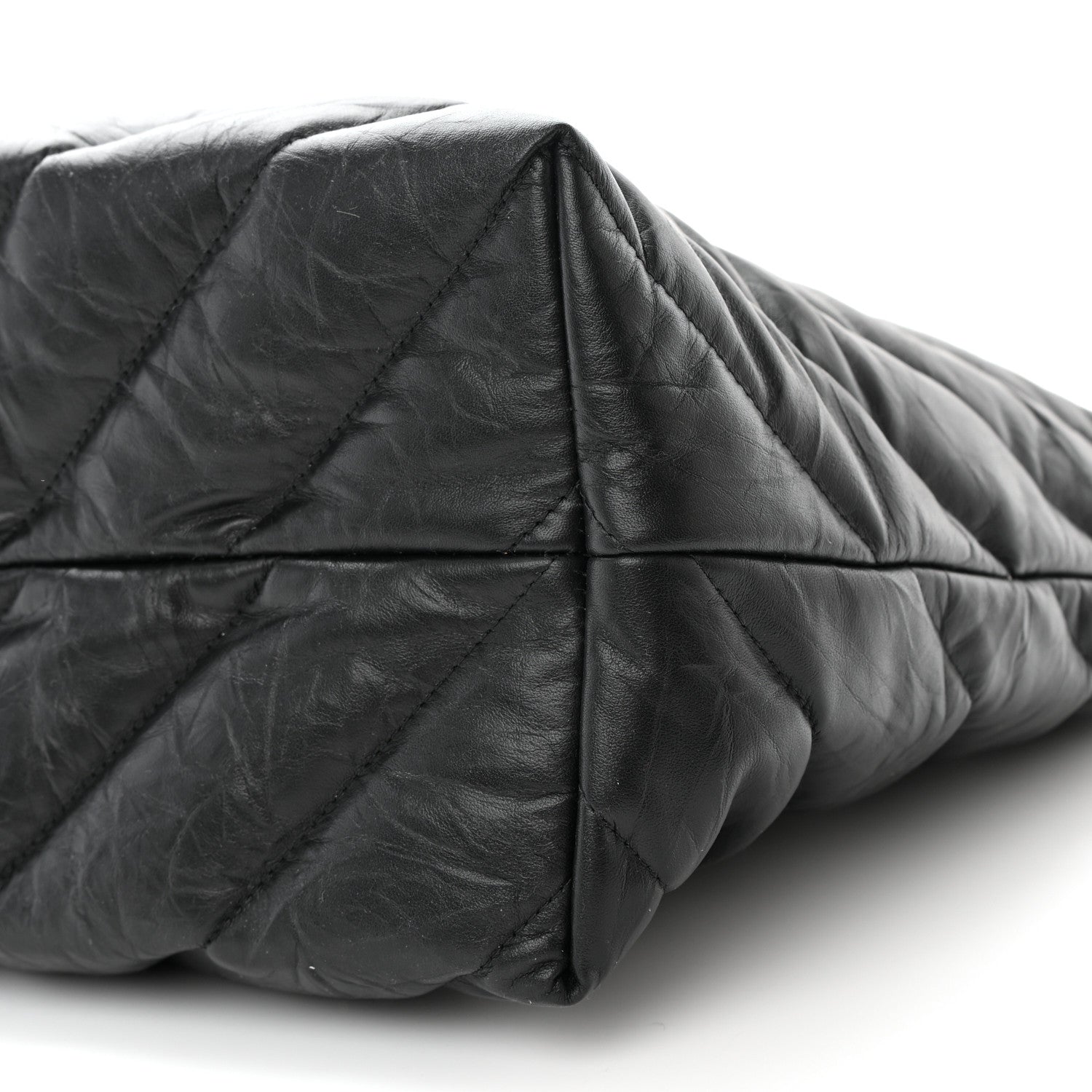 Balenciaga Crushed Calfskin Quilted Matte Black Hardware Large Crush Carry All Tote Bag Black 10 of 10