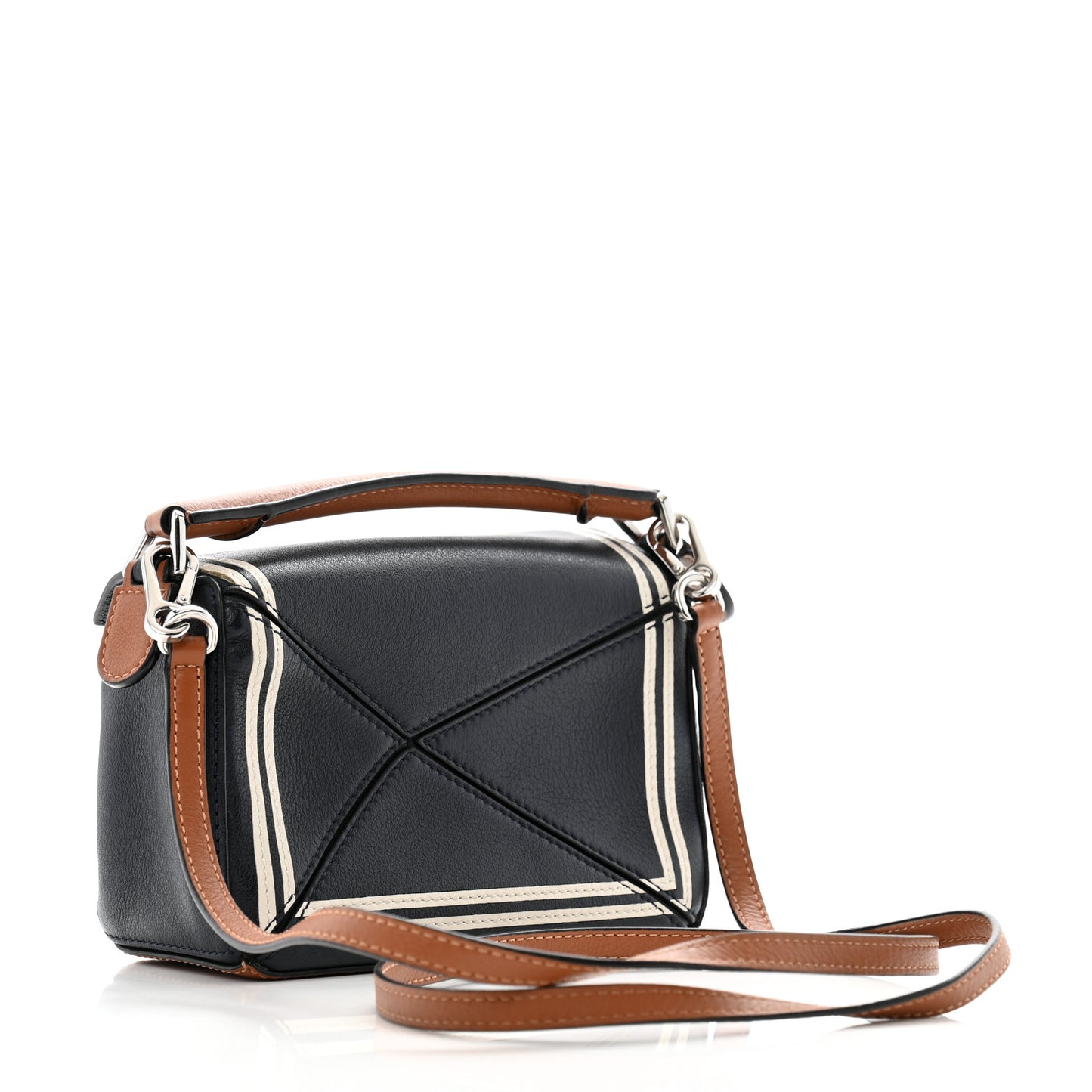 Calfskin Mini Puzzle Bag Deep Blue Soft White