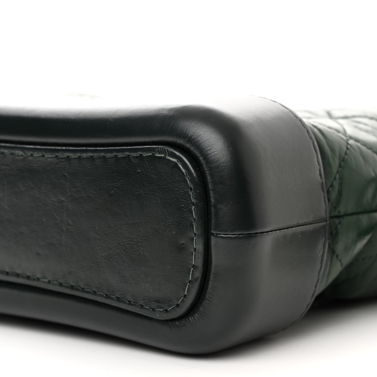 Aged Calfskin Quilted Small Gabrielle Hobo Dark Green