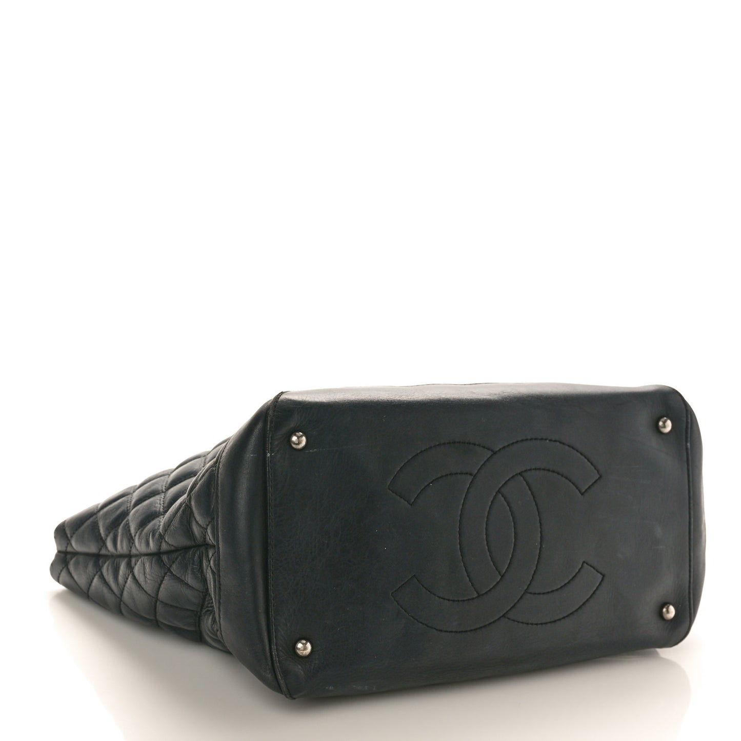 Calfskin Quilted Small Easy Shopping Tote Black