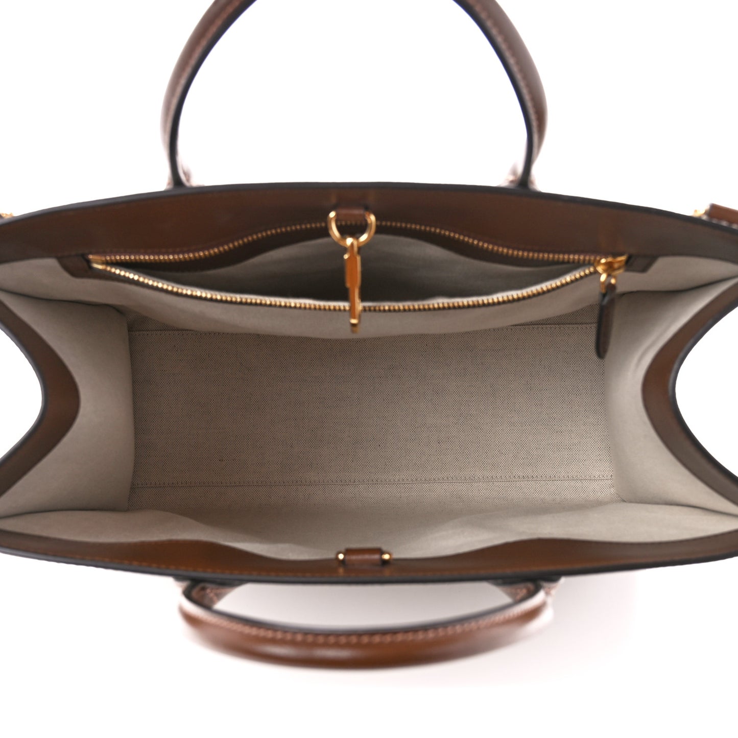 GG Supreme Monogram Azalea Calfskin Medium Retro Interlocking G Tote Bag Beige Ebony Brown Sugar