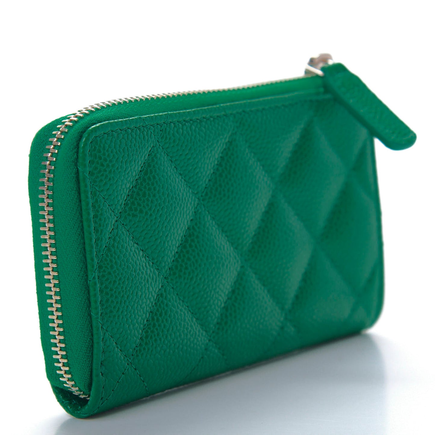 Caviar Quilted Zipped Key Holder Case Green