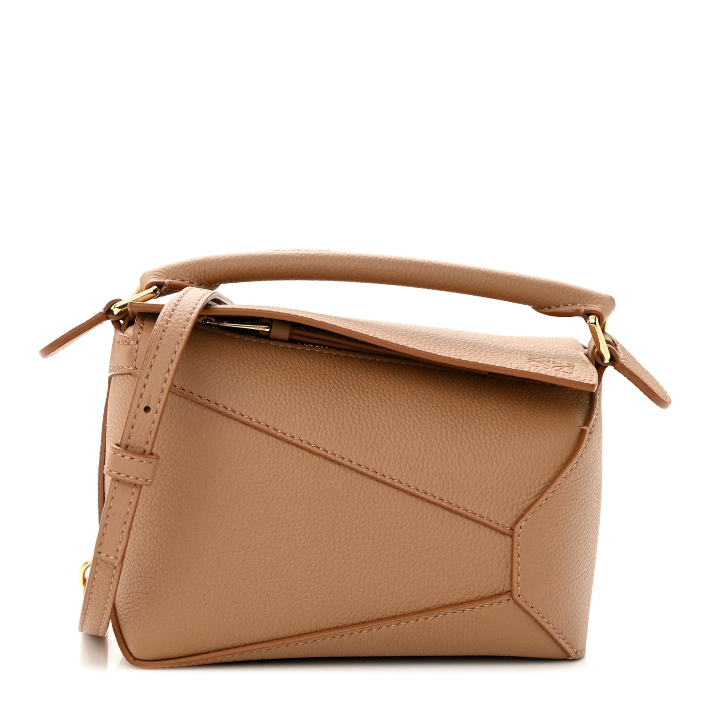 Calfskin Mini Puzzle Edge Bag Toffee