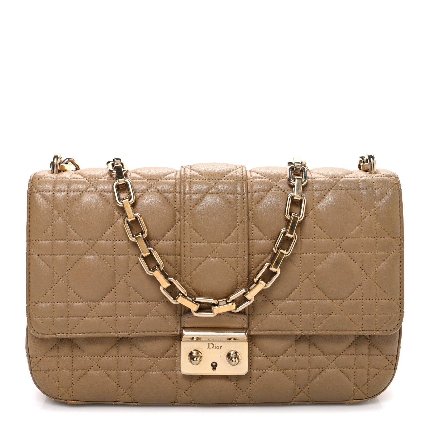 Christian Dior Lambskin Cannage Medium Miss Dior Flap Beige